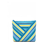 Juego De Sábanas Matrimonial Leonora Franela Planchada 2mts Azul Acero Rayado Azul/amarillo