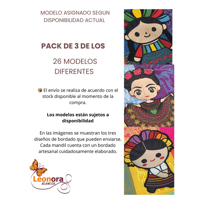 Delantal De Cocina Mexicano Estampado Tradicional Multicolor Pack De 3 Mandiles Surtidos