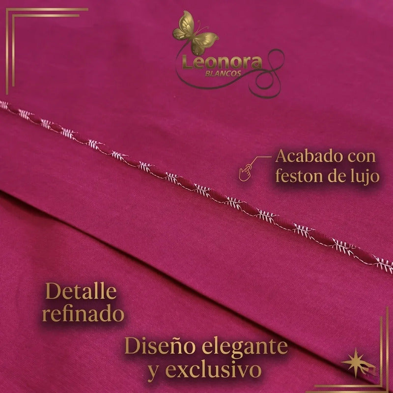 Juego De Sábanas Matrimonial Algodón Percal 144 Hilos-fresca Fucsia Lisa Suave Y Transpirable De Calidad Premium