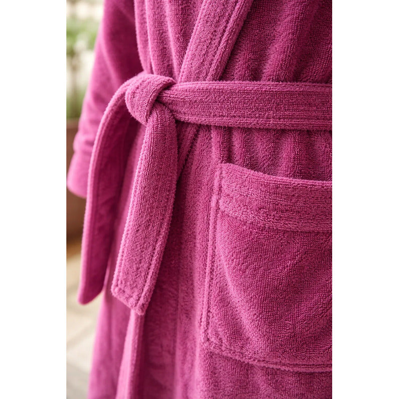 Bata De Baño Unisex 100% Algodón Suave, Absorbente Y Cómoda Rosa Lisa Fucsia M-l
