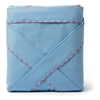 Juego De Sábanas Matrimonial Leonora Franela Planchada 2mts Azul Claro Hojas Azul