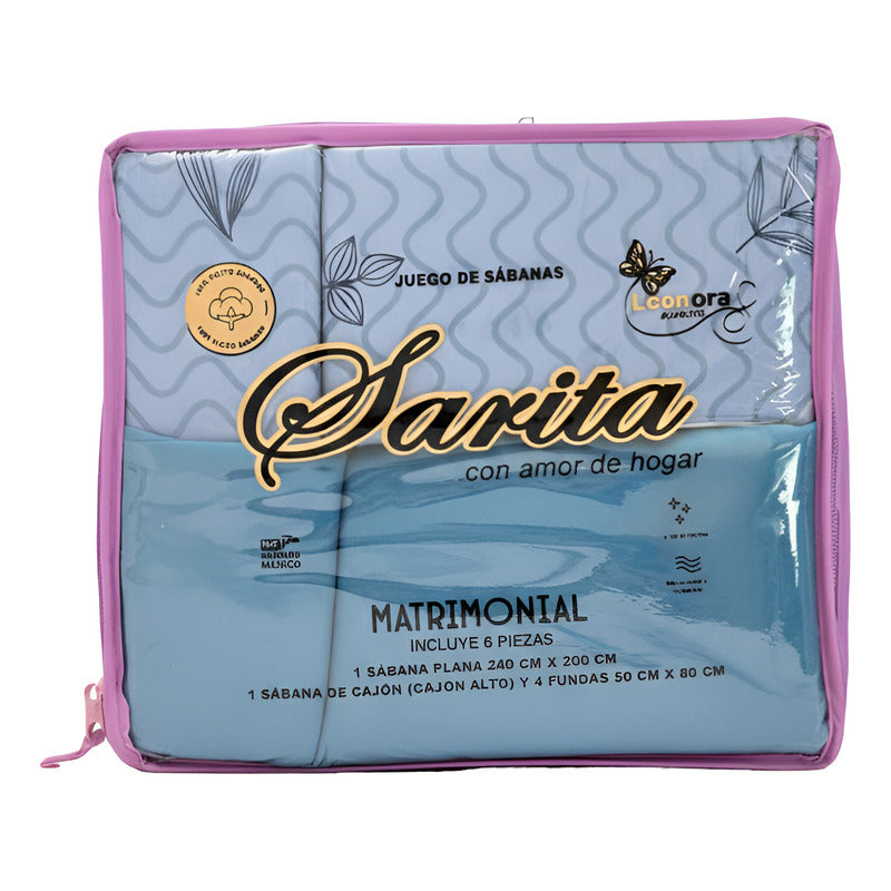 Juego De Sabanas 6 Piezas Tacto Bambu Premium Quality Azul Petróleo Hojitas Petroleo