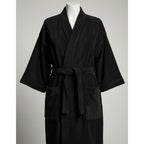 Bata De Baño Leonora Rasurada 100% Algodón Super Absorbente Negro Lisa M-l