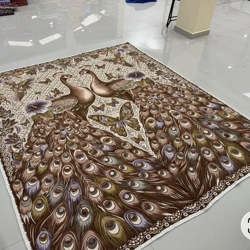 Colcha De Hilo Jacquard Leonora Premium Matrimonial Amplia Dorado Oscuro Pavorreal Café