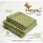 Sábana King  Bramante Cajón Amplio 100% Algodón Super Suave Verde Lima Cuadro Espiral Verde