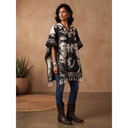 Jorongo Poncho Gaban Afelpado Unitalla Artesanal Grande Negro Caballos 1mx1m
